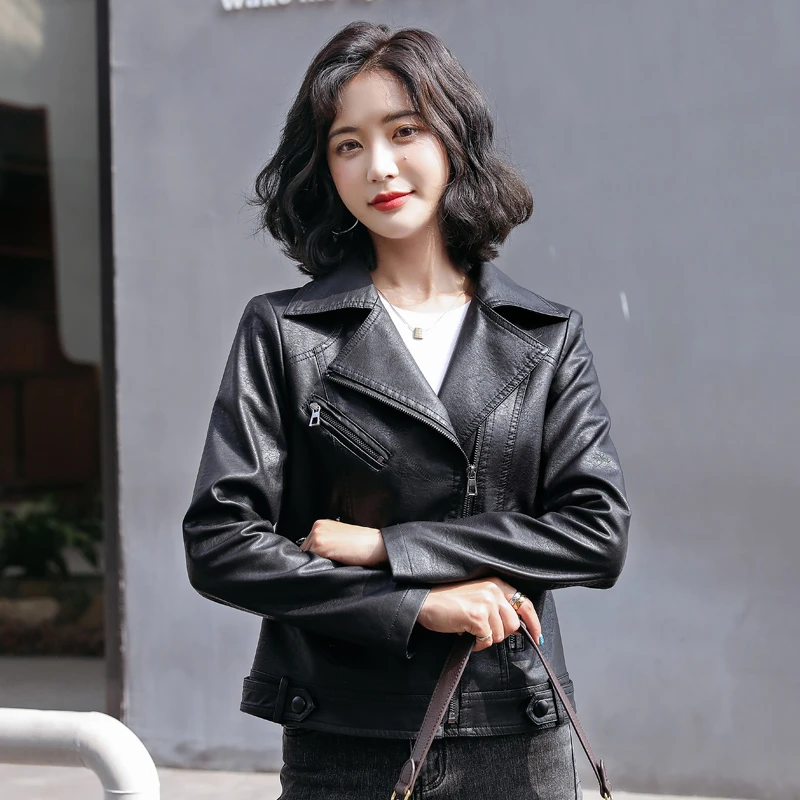 【海宁皮衣】新款短款2025女士外套韩版洋气时尚皮休闲衣女外套