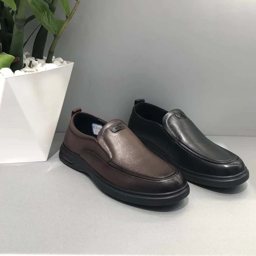 圣帝罗澜男鞋84年秋季新款低帮真皮商务休闲皮鞋软底舒适