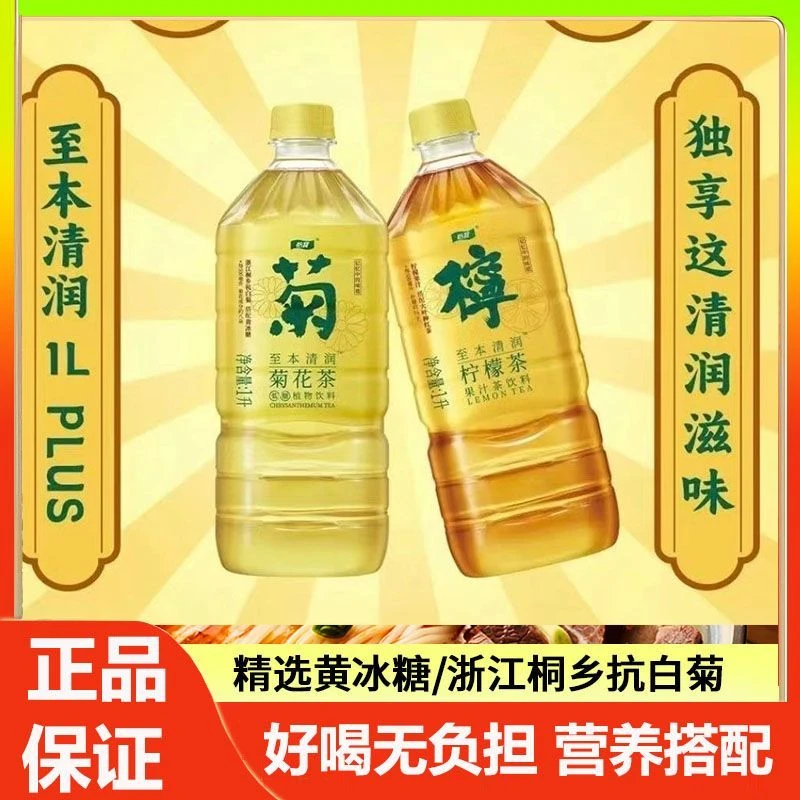 怡宝菊花茶柠檬茶1L1升1000ml夏季网红饮料至本清润清热下火新货