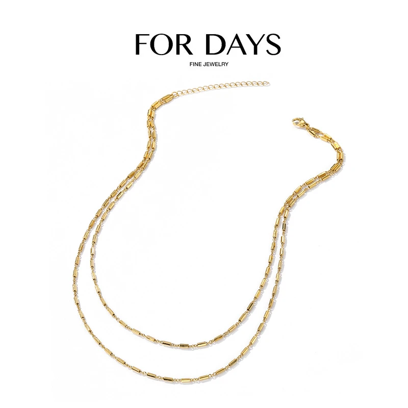 FOR DAYS 铜合金项链 高级感双层叠戴手工项链