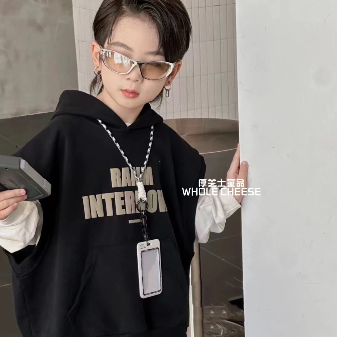 310【秋日态度】秋新款连帽马甲背心显白卫衣洋气韩版宽松舒适男女