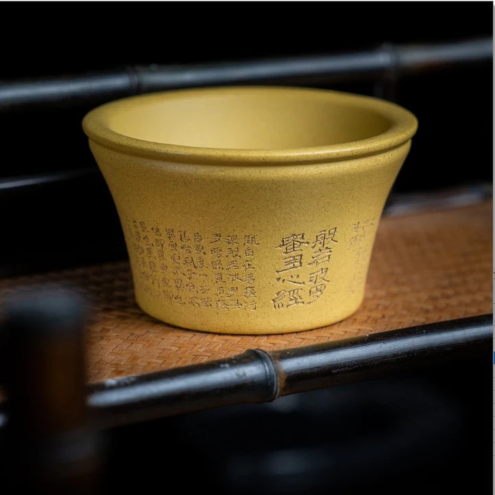 【预售】【左边珠宝】名家陈富才纯手工制作品手工刻绘品茗主人杯