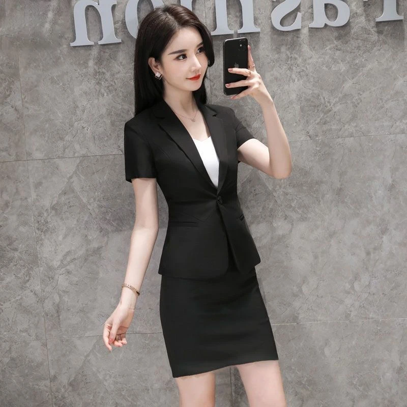 夏季薄款西装外套女短袖时尚气质修身西服前台经理上班工作服西服