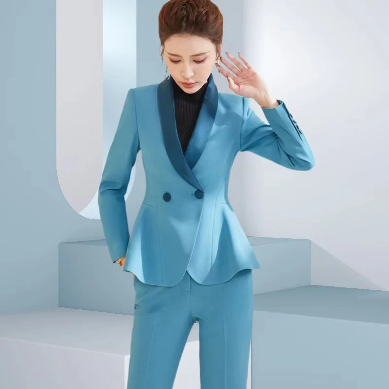 高级感职业套装女春秋新款2024荷叶边通勤西装气质女神范西服套装