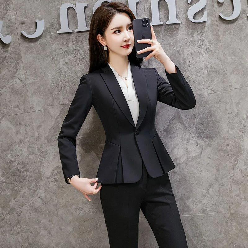 黑色西装套装女职业装正装时尚秋季大学生职场面试西服高端工作服