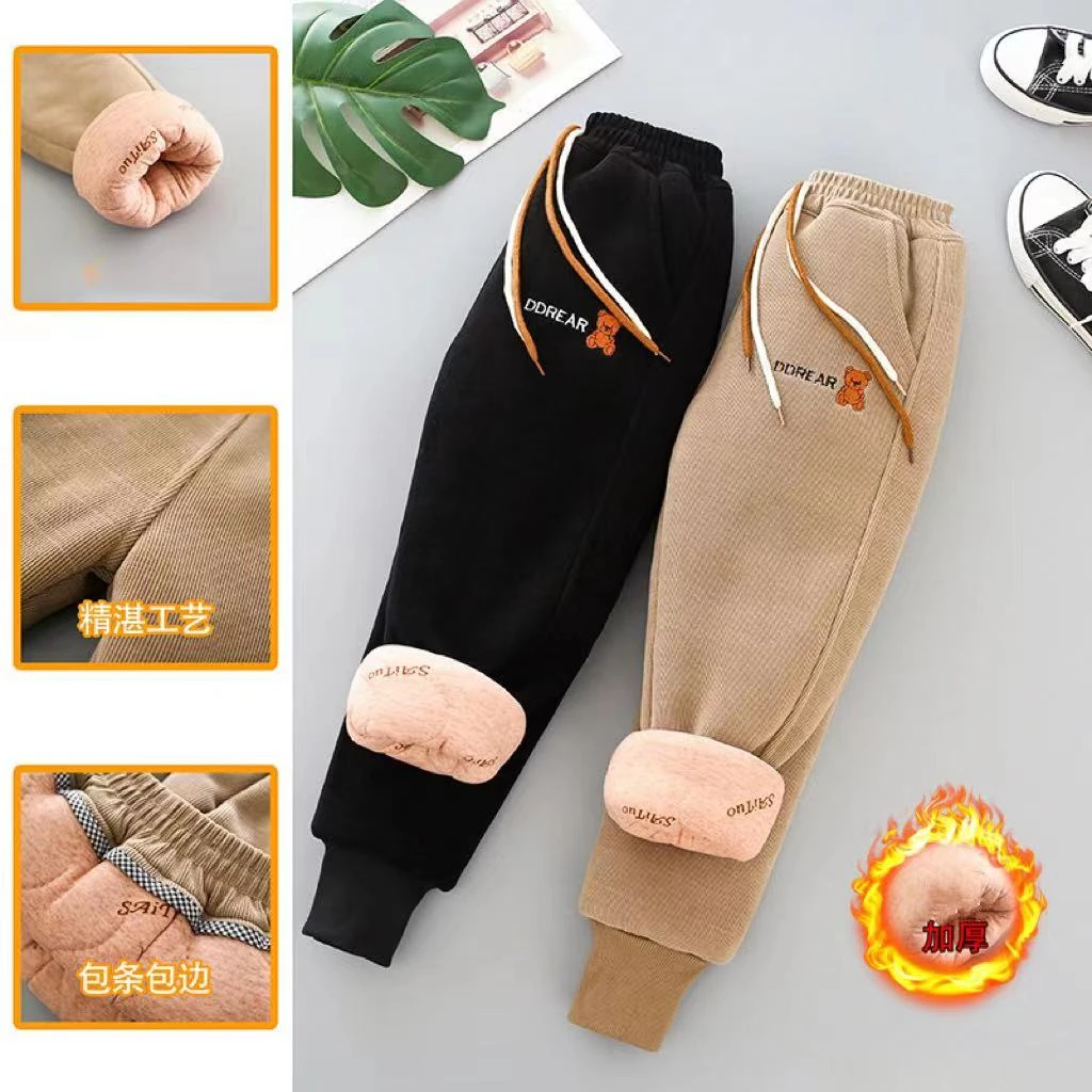 冬季加绒男女童裤加绒裤裤子长裤加厚保暖四层保暖一条过冬