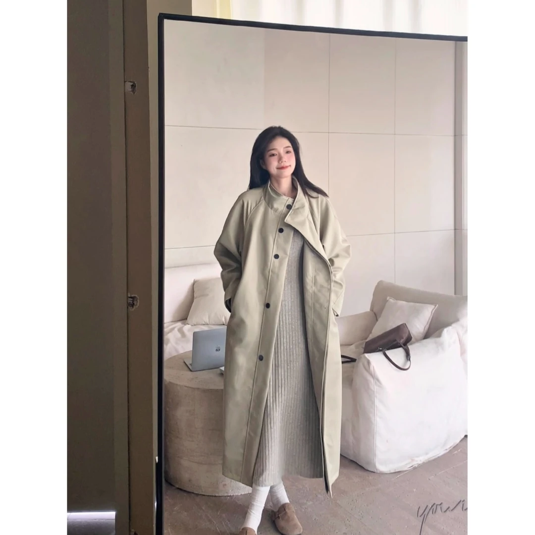 48H【秋日氛围】高个子女装 风衣外套收腰绑带大衣 AU071