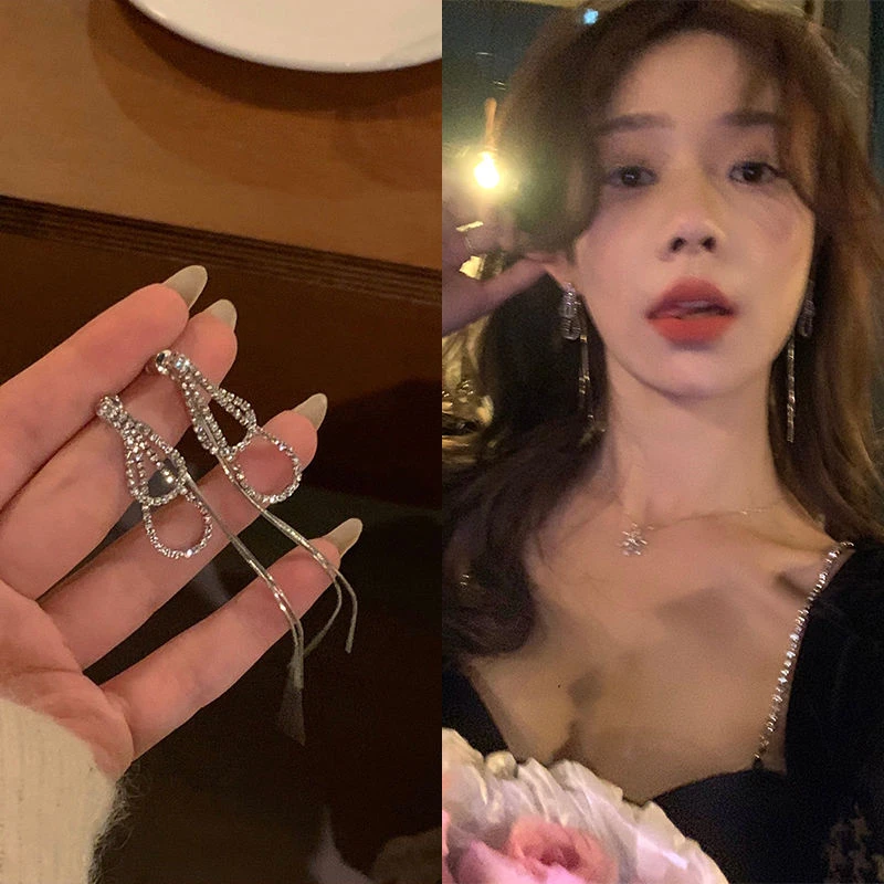 合金耳饰 美貌聚焦流苏耳环长款女轻奢高级感气质春夏耳饰