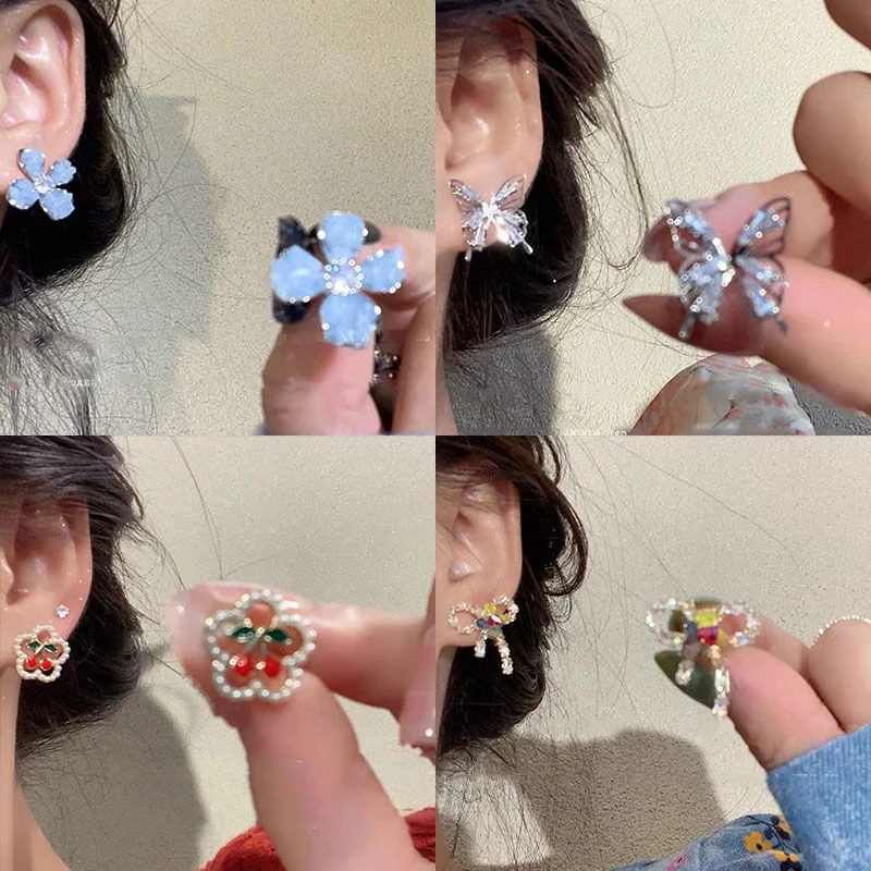 合金耳饰 花朵耳环女轻奢高级感耳钉小众ins森系耳饰2023新款