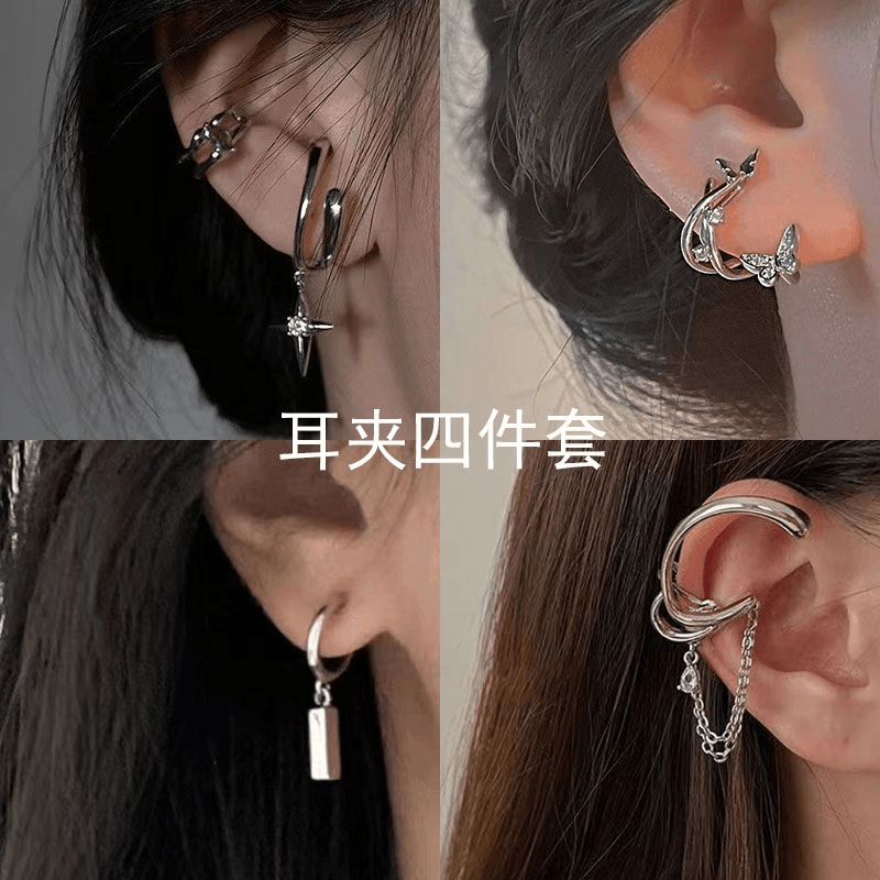 合金耳饰 欧美冷淡风耳骨夹个性简约耳夹女无耳洞INS小众设计感