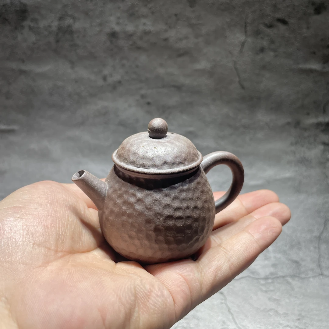 粗陶原矿无釉手捏迷你小茶壶纯手工陶瓷梨形柴烧壶功夫茶具泡茶壶