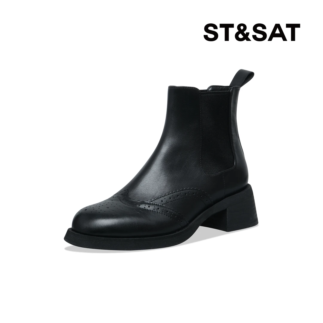 星期六时尚高弹飞织绒里可选弹力靴短靴冬季新品女靴SS34后妈鞋子