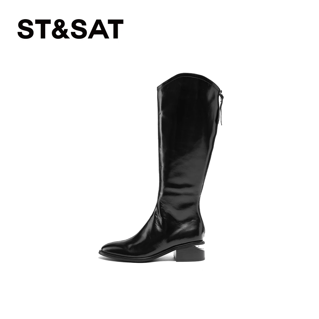 星期六绒里可选时尚新时髦镂空粗跟显瘦长筒鞋SSC4117519