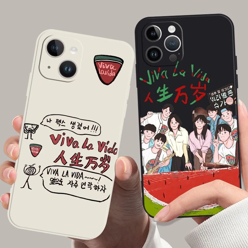 人生万岁情侣苹果14promax手机壳15pro软胶11/13透明壳xs/15涂鸦