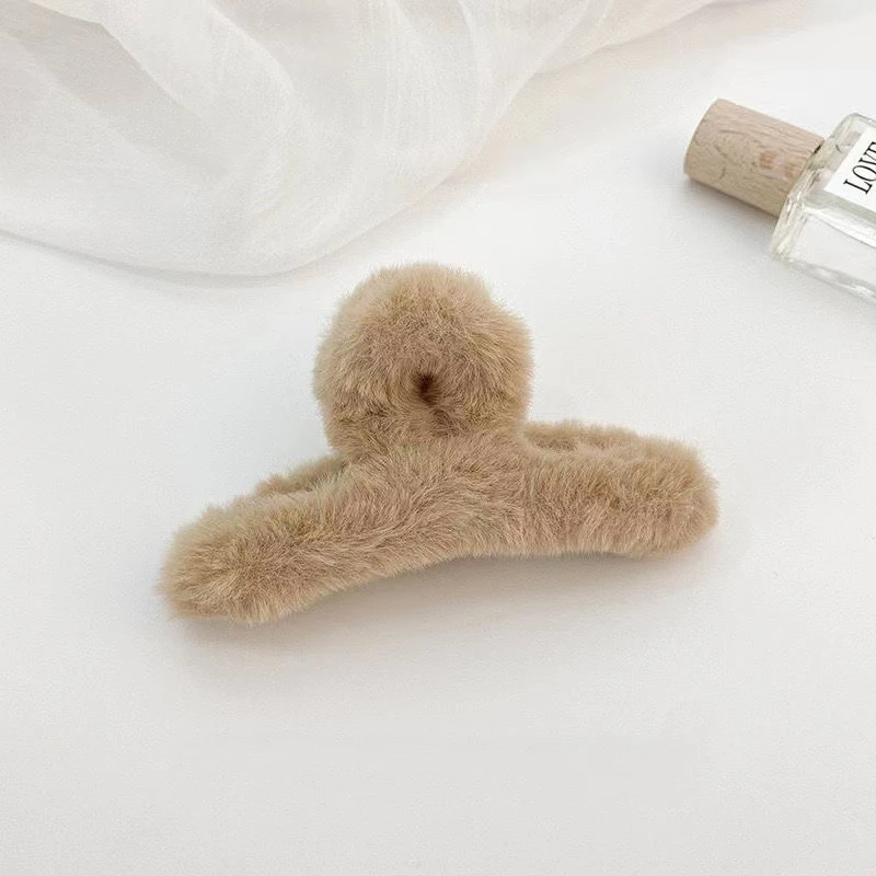 韩版毛绒抓夹少女发卡秋冬新款后脑勺毛毛发夹气质发抓鲨鱼夹发饰