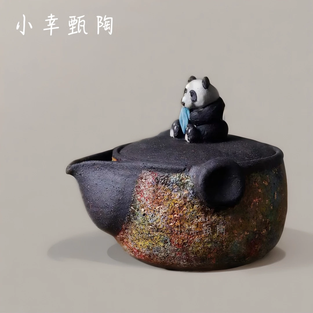 手作柴烧七彩宝瓶高越岩矿手抓壶盖碗创意功夫茶具日式泡瓶单壶