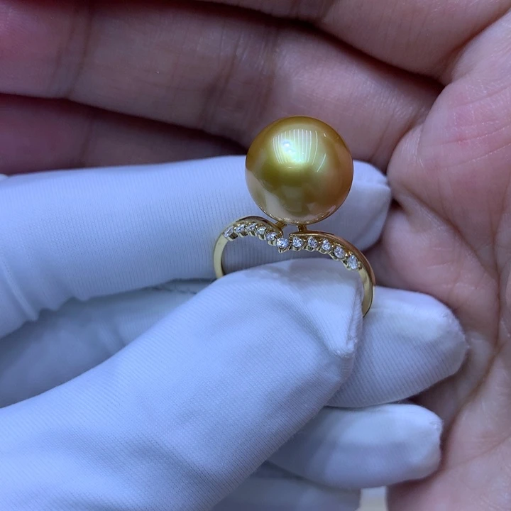海水珍珠戒指18K金镶嵌