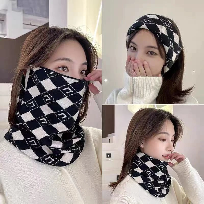 【升级款】秋冬时尚防寒保暖挂耳围脖围巾百搭针织加厚骑行防风面罩