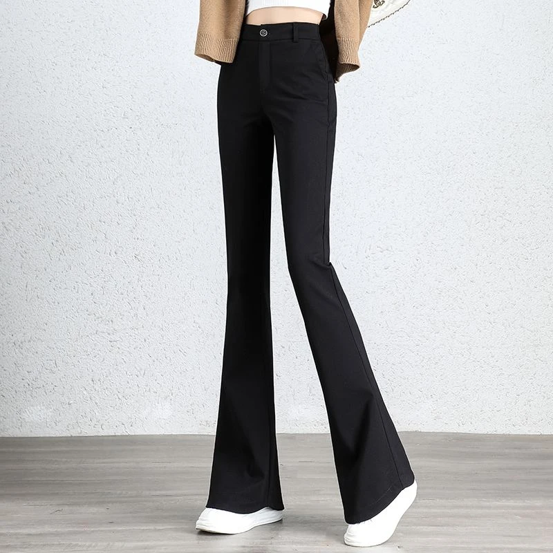 微喇叭裤女显瘦2023秋季新款高腰修身喇叭裤小个子休闲西裤拖地裤