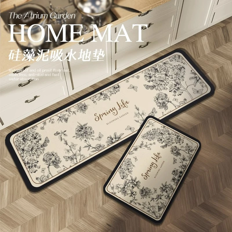 软中庭吸水】可擦地毯地垫吸油硅藻泥免洗花园吸水脚垫防油【厨房