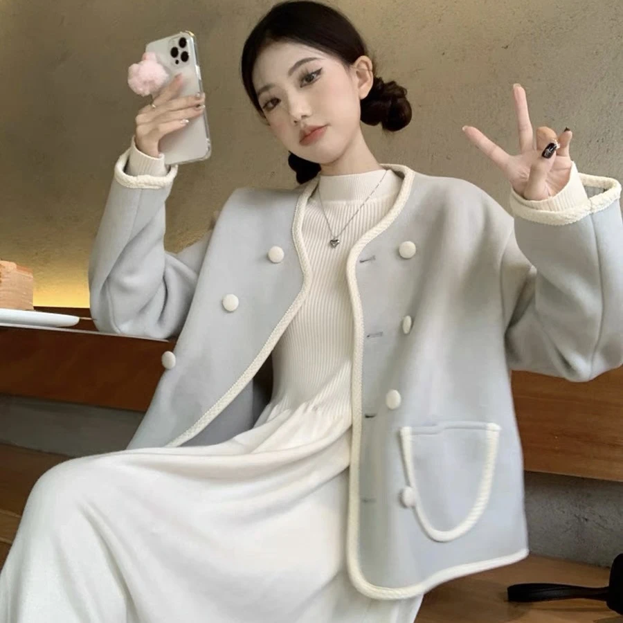 满~和音#1194小香风设计感显瘦气质女秋冬洋气新款毛呢外套