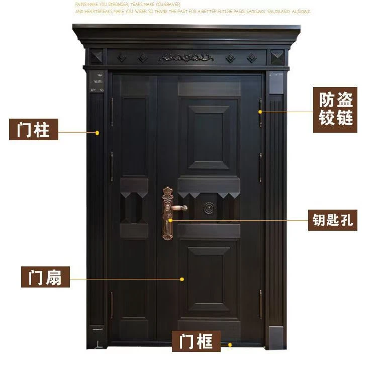 别墅不锈钢铜门带门头门柱防盗门进户门高端子母入户门包邮现货