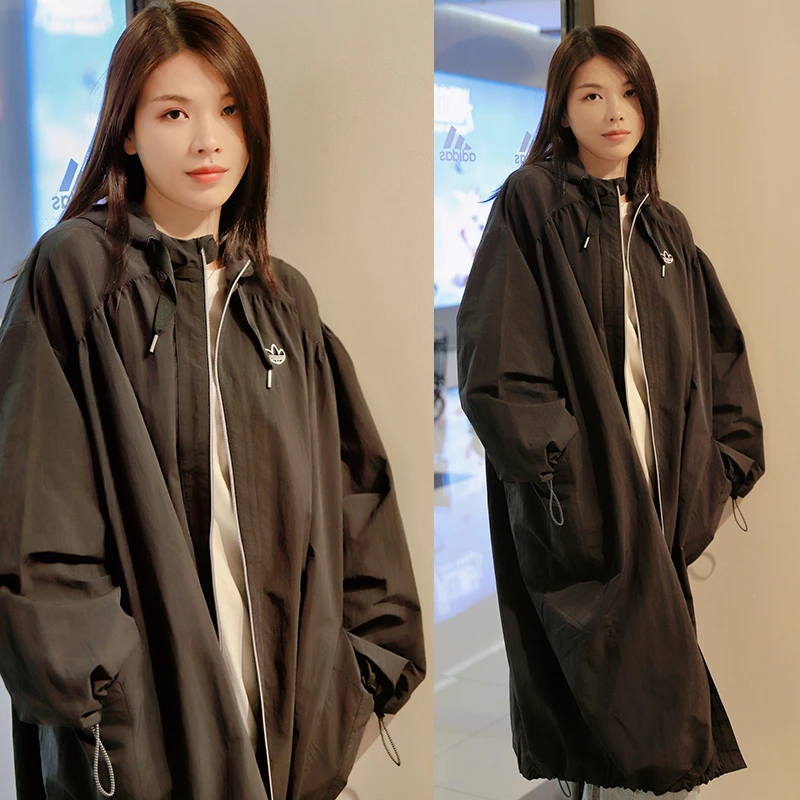 ADIDAS/阿迪达斯女款三叶草2023春秋运动休闲连帽外套夹克 H39031