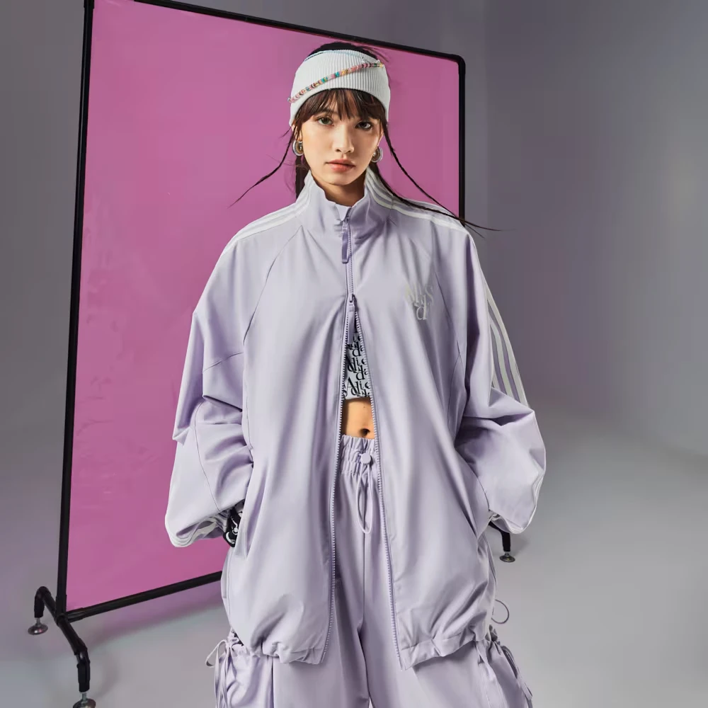 阿迪达斯女子~~经典三条纹梭织训练休闲立领运动夹克外套JI9767