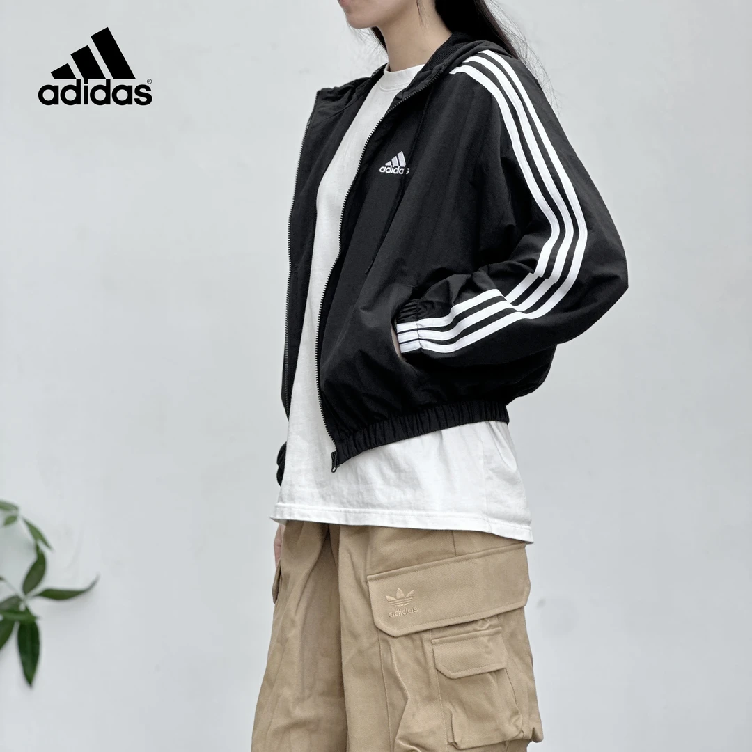 Adidas/阿迪达斯~~正品外套女2024新款秋季时尚连帽运动服 HT3399