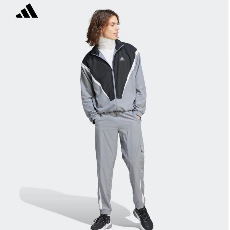 休闲立领长袖套装男装夏季adidas~~阿迪达斯轻运动IJ6072