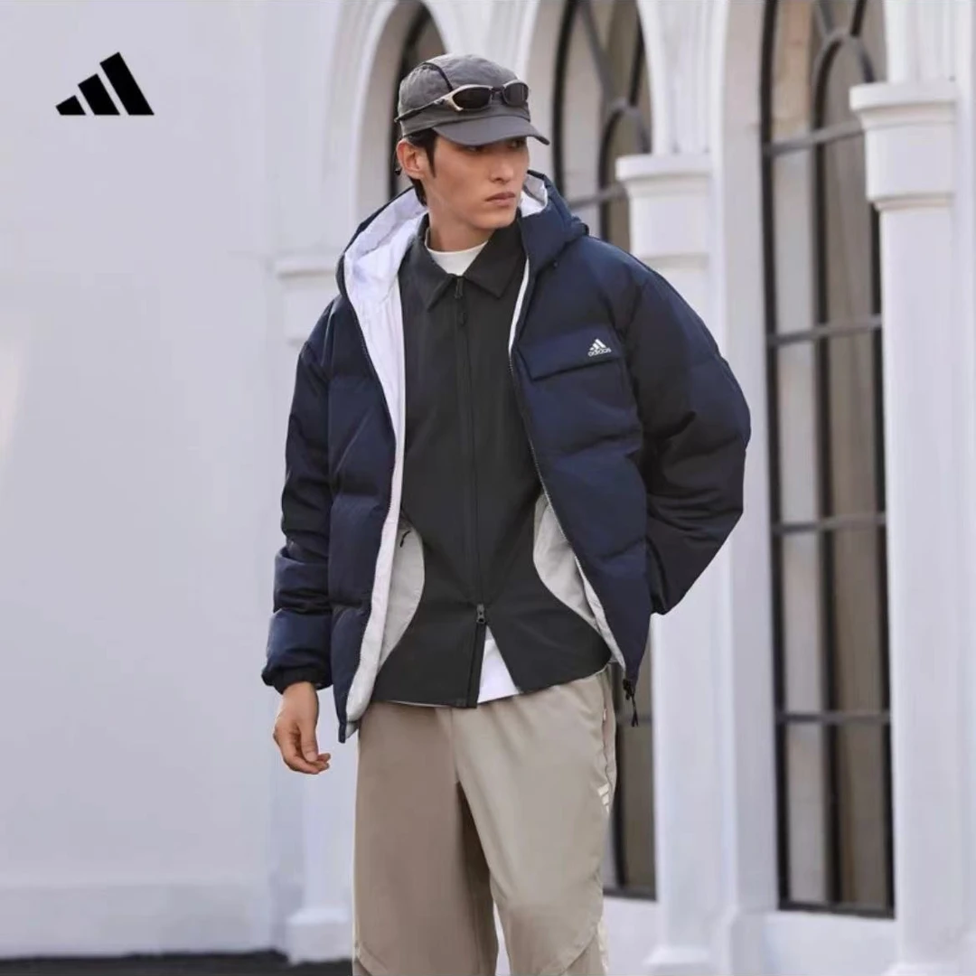 阿迪达斯~~男女冬季570蓬双面穿保暖连帽鸭绒羽绒服 adidas 9129