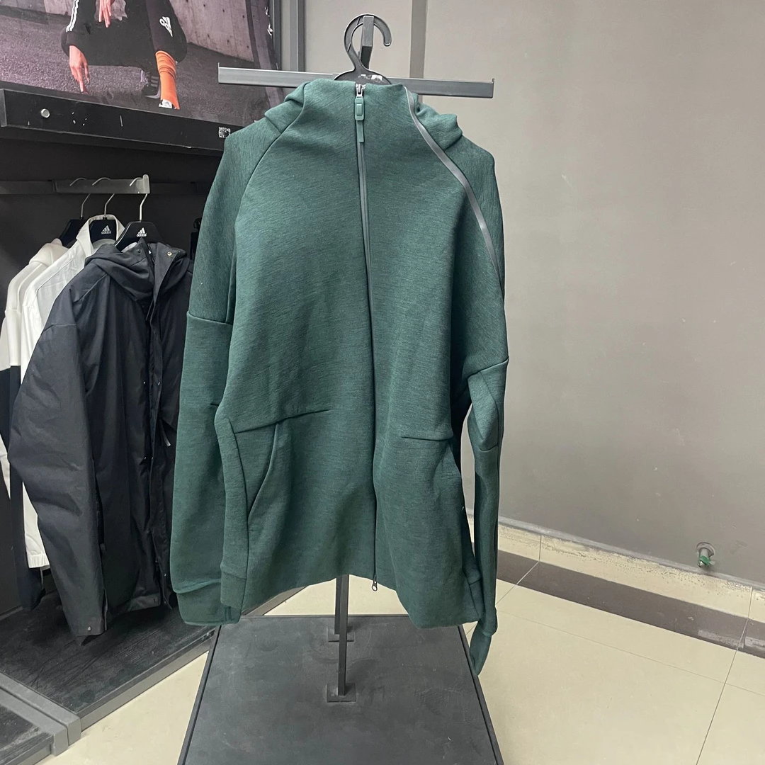 adidas/阿迪达斯~~字母印花拉链连帽夹克外套男款BS4954