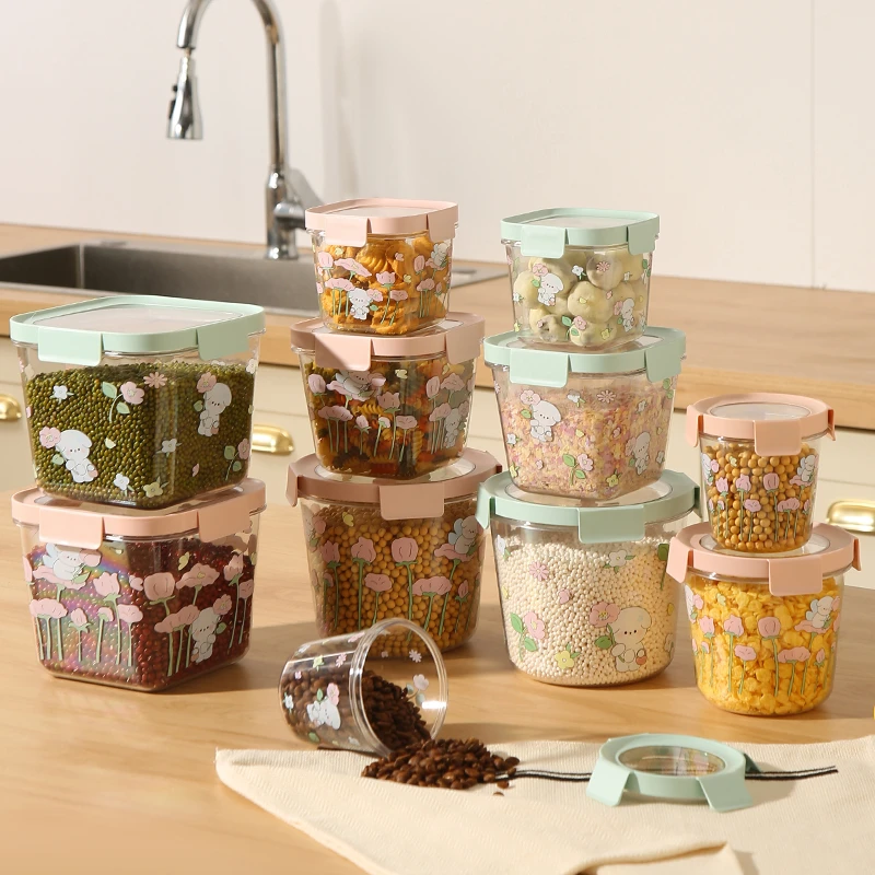 可爱食品密封罐防潮收纳盒冰箱冷藏塑料保鲜碗带盖便携水果便当盒