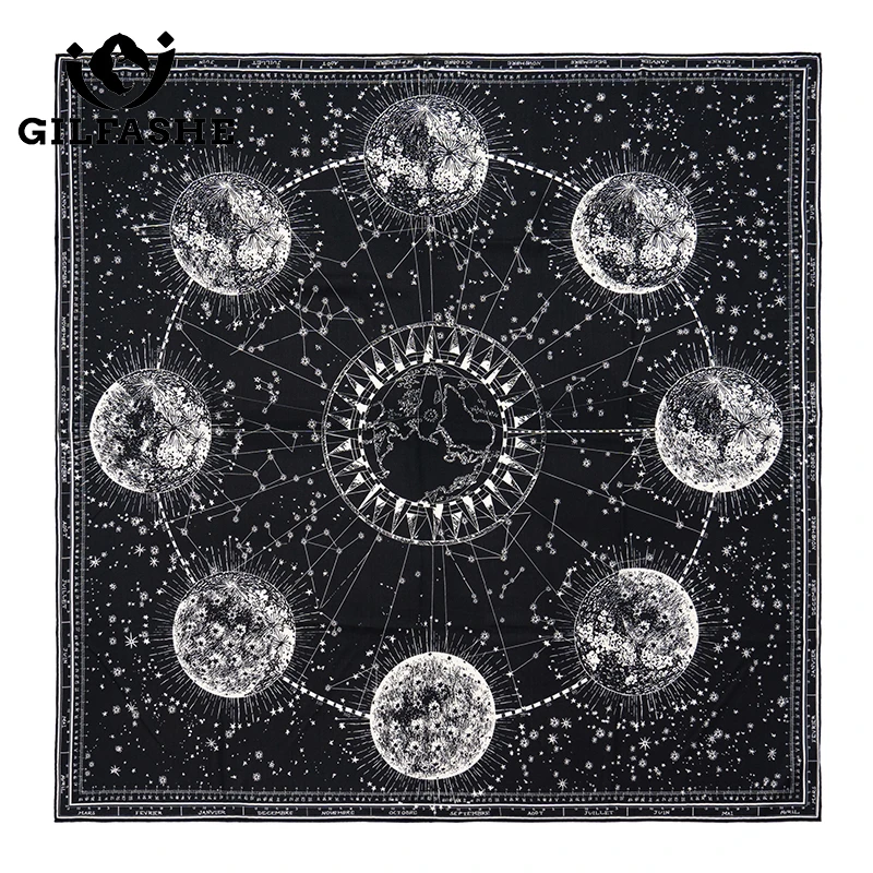 【星座美学*黑】双面同色真丝羊毛方巾围脖秋冬保暖围巾迪家大披肩