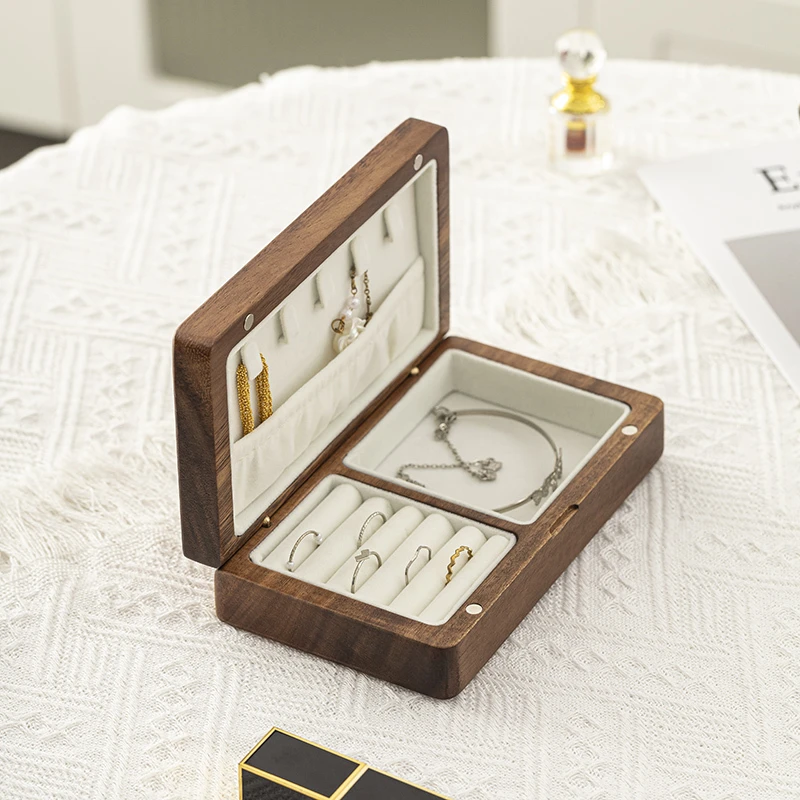 新中式胡桃木实木首饰盒收纳盒饰品手链项链戒指耳钉耳环饰品盒