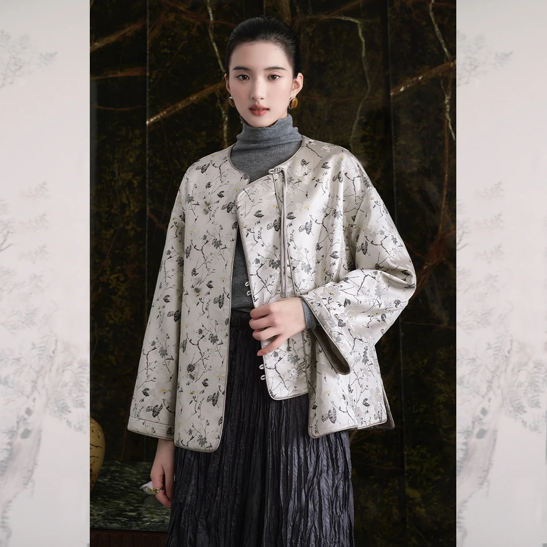 JKJS【解语花】秋季外套女高级感唐装中国风女装不规则盘扣上衣