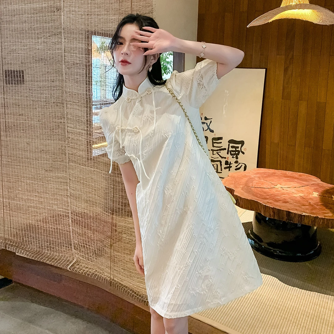 新式旗袍新款2023夏季年轻款少女国风新中式日常改良版连衣裙8111