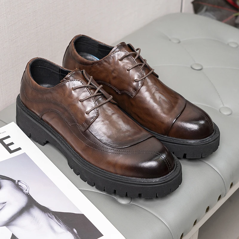 头层牛皮增高5cm商务休闲皮鞋男真皮英伦风软皮正装新郎男鞋85372
