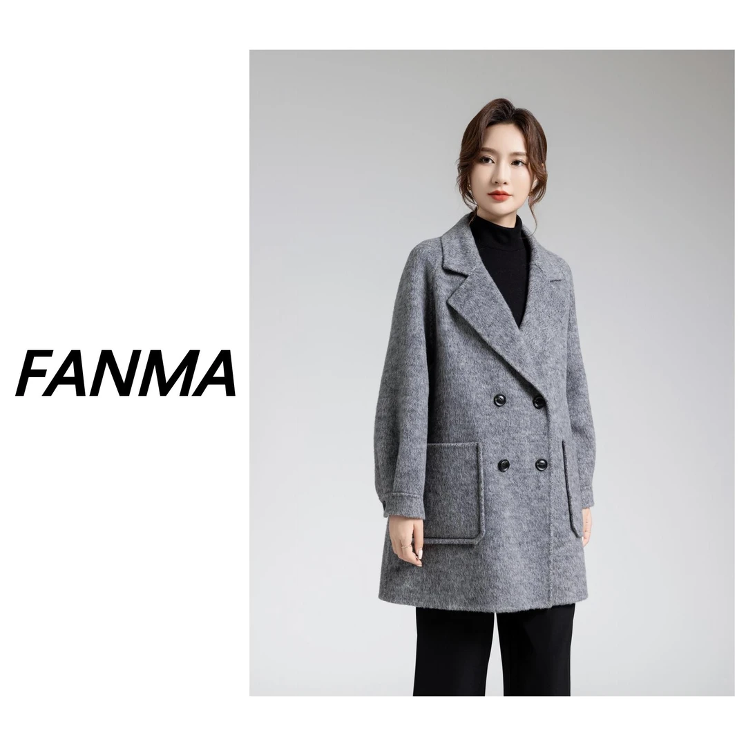 #四粒扣大衣# 中长款气质羊毛大衣 含牦牛绒设计外套 F183-8050