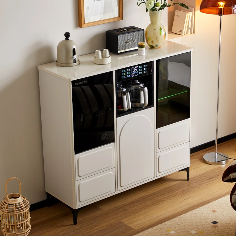 2025新款奶油风家用下置茶吧机高端客厅智能全自动一体饮水机柜子