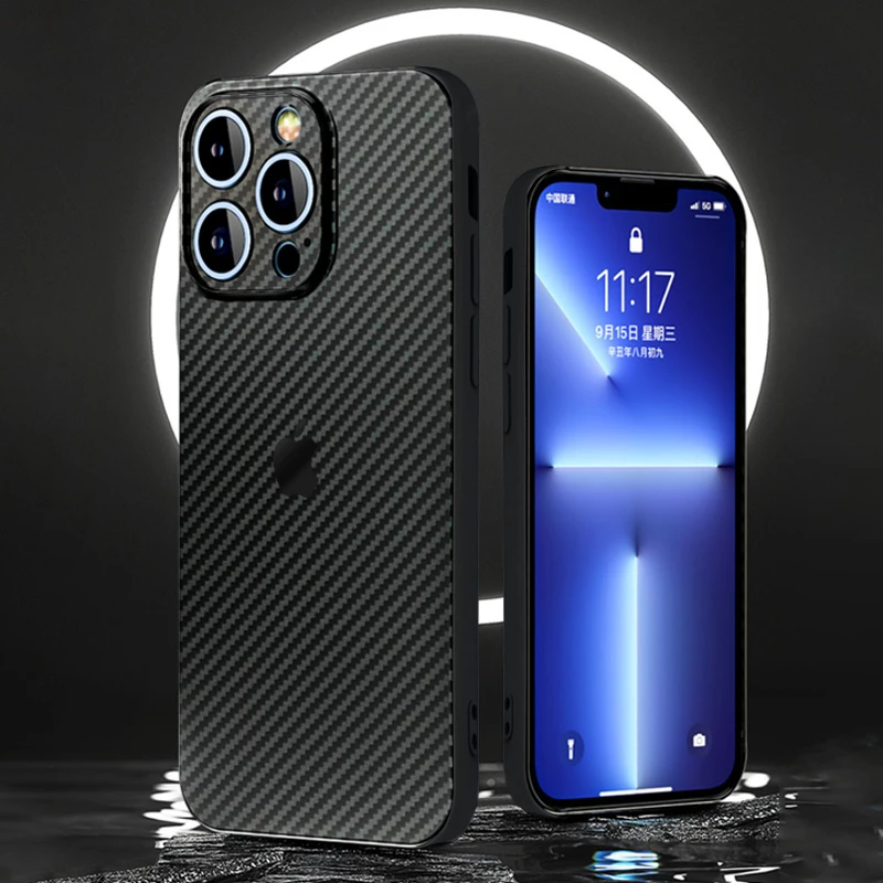苹果15/14/13/12高级感碳钎维纹磨砂手机壳iphone14promax防摔壳