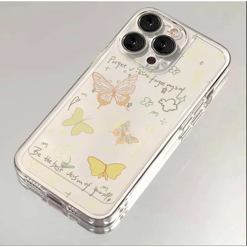 简笔蝴蝶适用苹果华为oppo小米vivo全包iPhone12/13/14/15手机壳
