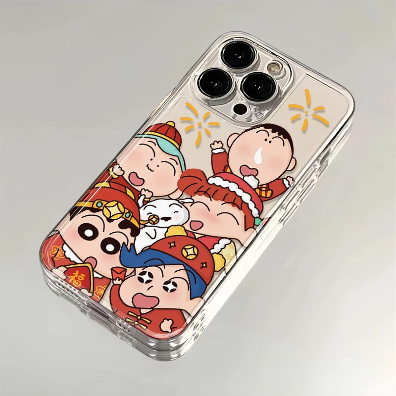 可爱小新过新年苹果华为iPhone15/14promax手机壳13太空12软壳11