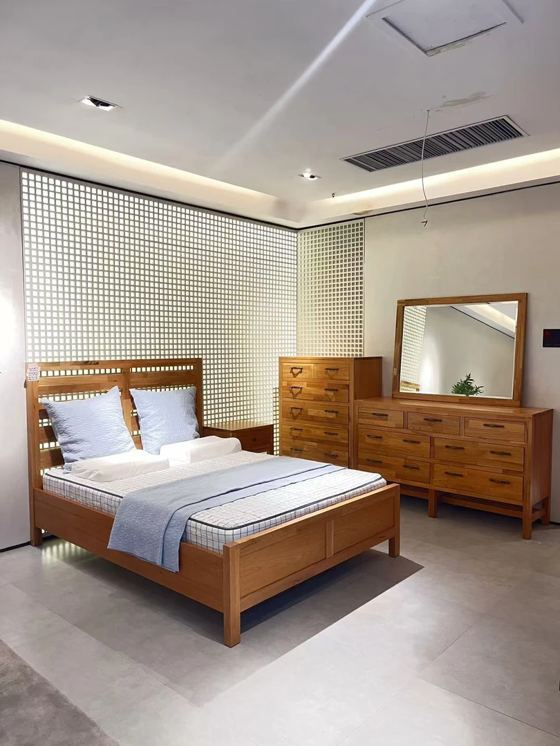 Ayca美式实木床简约北欧原木色主卧新中式实木原木床大床27床