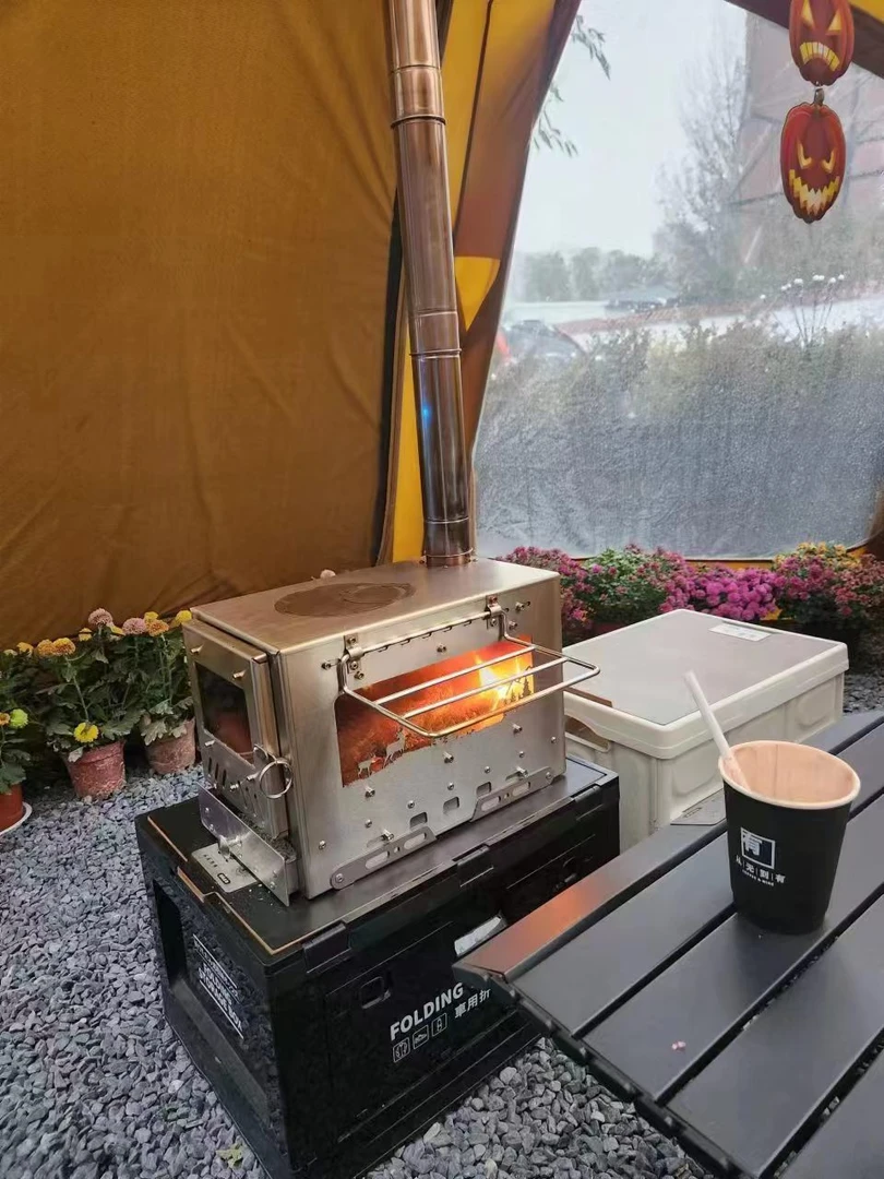 【桉康户外】户外露营取暖野营柴火炉便携可折叠二次燃烧取暖柴火炉