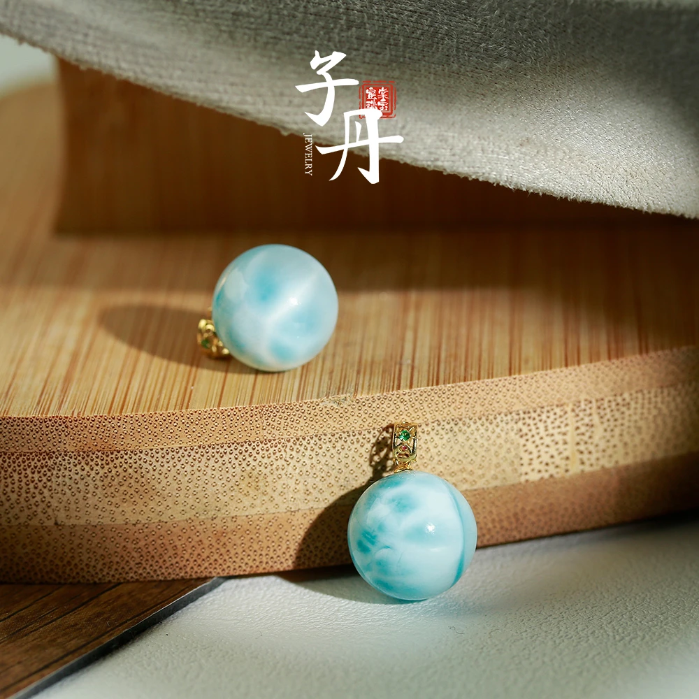 【诗语】18K海纹石吊坠13MM  T3-084（多样性/发一个） C4-166