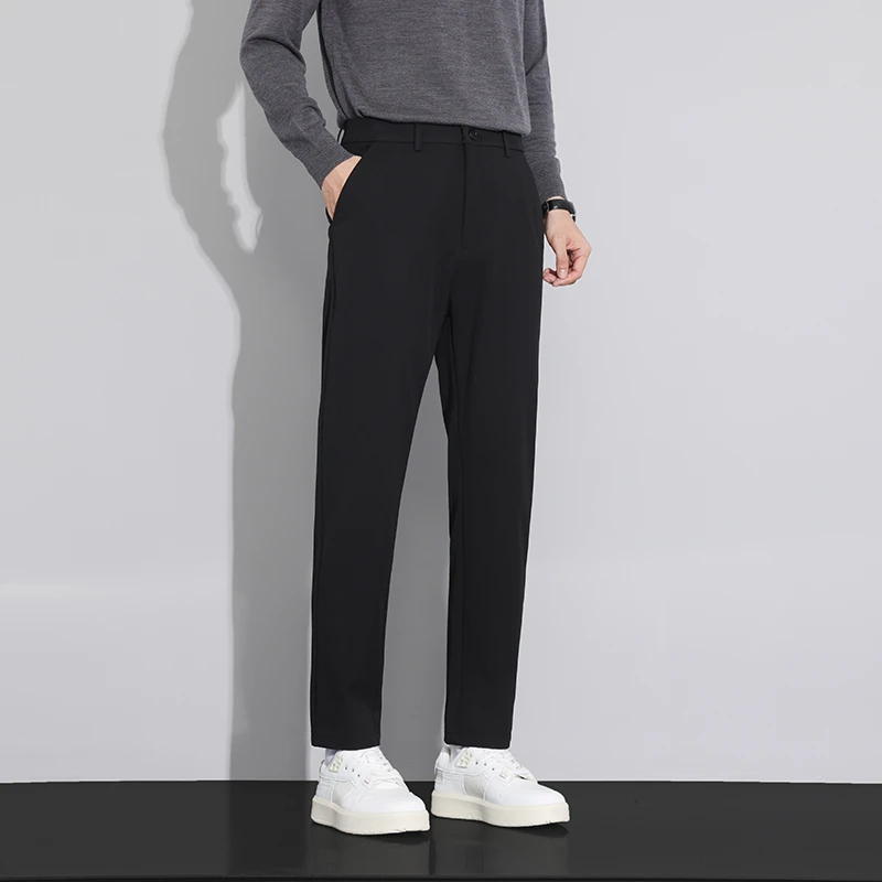 秋冬新款男士修身休闲裤韩版潮流百搭厚款长裤子弹力抗皱款小脚裤