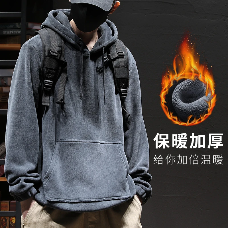 530g重磅卫衣男连帽冬季加肥加大套头上衣双面澳粒绒加绒加厚保暖