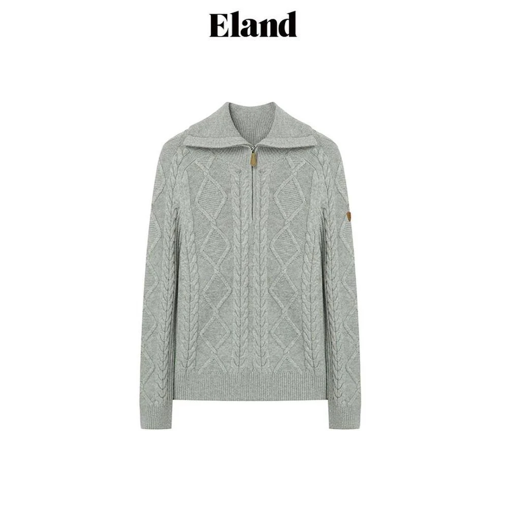 【女装优选WL】Eland衣恋毛衣女学院风拉链套头针织衫EEKWD4TT1I