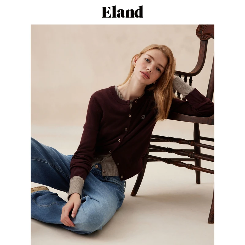 【女装优选WL】Eland衣恋针织衫女舒适毛衣开衫2024秋款EECKE49E04